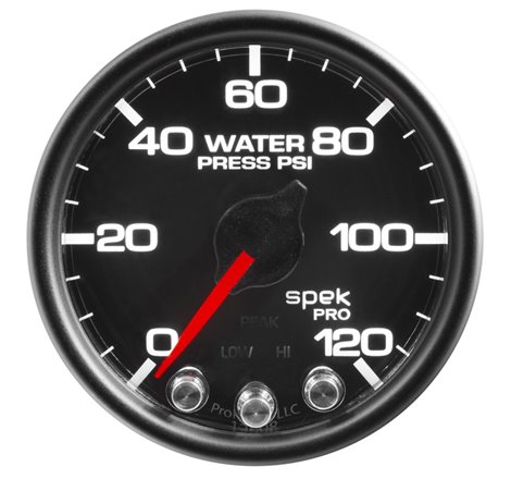 Autometer Spek-Pro Gauge Water Press 2 1/16in 120psi Stepper Motor W/Peak & Warn Blk/Blk