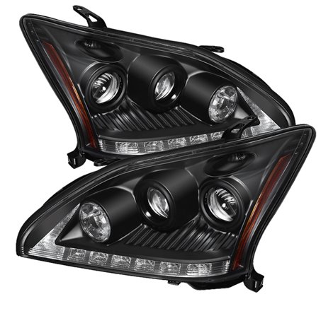 Spyder Lexus RX330 2004-2006 Projector Headlights Halogen Model- DRL LED Blk PRO-YD-LRX35004-DRL-BK