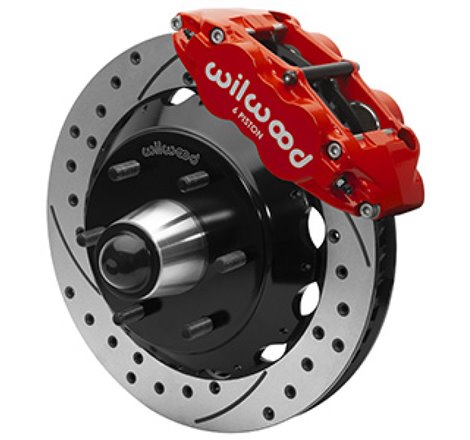 Wilwood 63-87 C10 CPP Spindle FNSL6R Front BBK 13in Drilled/Slotted 6x5.5 BC - Red