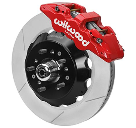 Wilwood Forged 6 Piston Red Superlite Caliper, GT 72 Vane Vented Spec37 Slotted Rotor - 14.00x1.25