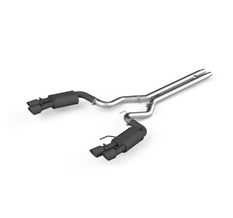 MBRP 18-19 Ford Mustang GT 5.0 3in Dual Split Rear Cat Back w/ Quad 4in Dual Wall Tips- Black Coated