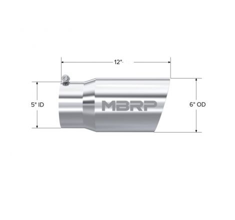 MBRP Universal Tip 6 O.D. Dual Wall Angled 5 inlet 12 length