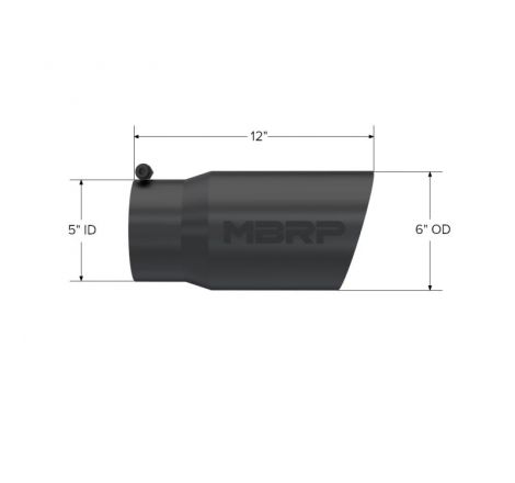 MBRP Universal Tip 6 O.D. Dual Wall Angled 5 inlet 12 length - Black Finish