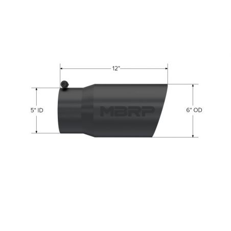 MBRP Universal Tip 6 O.D. Dual Wall Angled 5 inlet 12 length - Black Finish