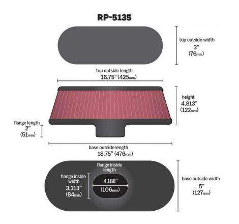 K&N Air Filter with Carbon Fiber Top and Base