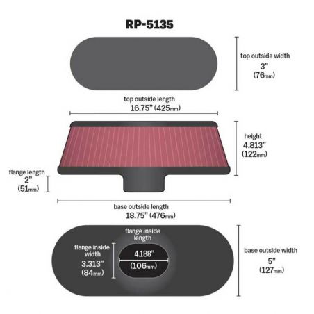 K&N Air Filter with Carbon Fiber Top and Base