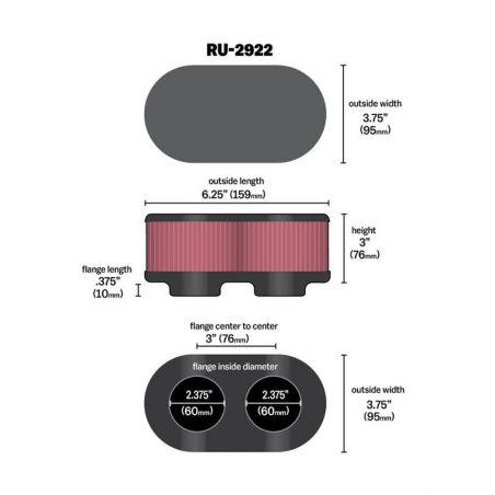 K&N Filter Universal Filter 2 3/4 inch Dual Flange GSXR Oval (2/Box)