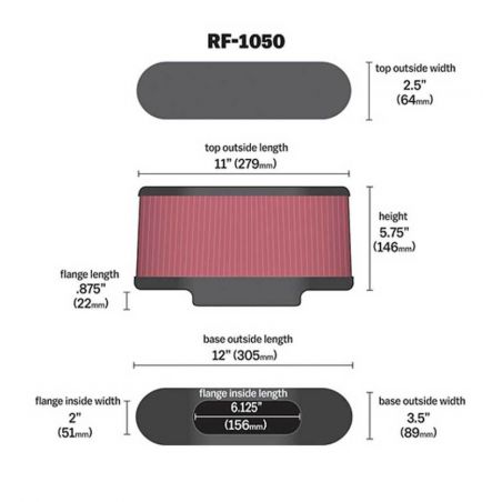 K&N Universal Air Filter Carbon Fiber Top 12in Flange ID x .875in Flange Length x 5.75in Height