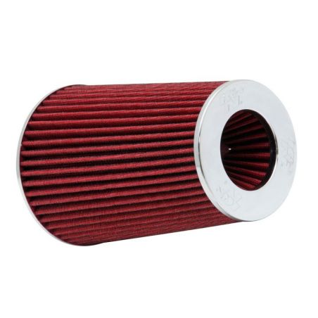 K&N Universal Air Filter Chrome Round Tapered Red - 4in Flange ID x 1.125in Flange Length x 9.5in H