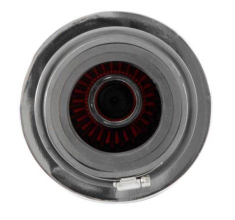 K&N Universal Air Filter Chrome Round Tapered Red - 4in Flange ID x 1.125in Flange Length x 9.5in H