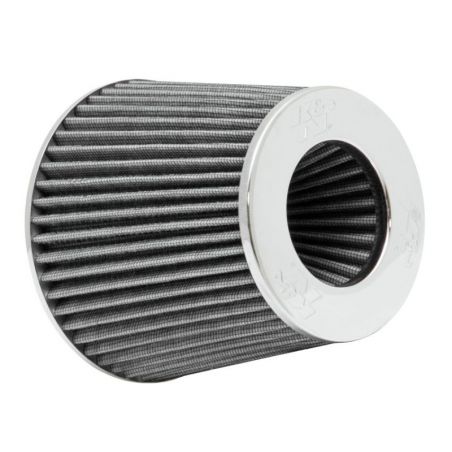 K&N Universal Filter Chrome Round Tapered White - 4in Flange ID x 1.125in Flange Length x 5.5in H