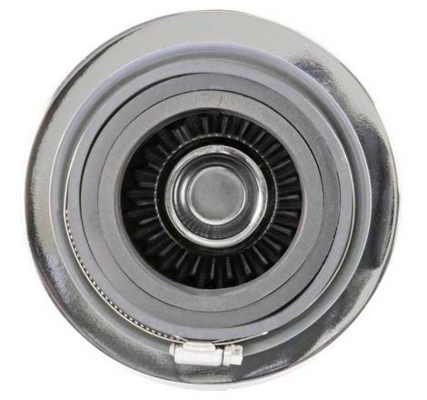 K&N Universal Filter Chrome Round Tapered White - 4in Flange ID x 1.125in Flange Length x 5.5in H