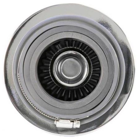 K&N Universal Filter Chrome Round Tapered White - 4in Flange ID x 1.125in Flange Length x 5.5in H