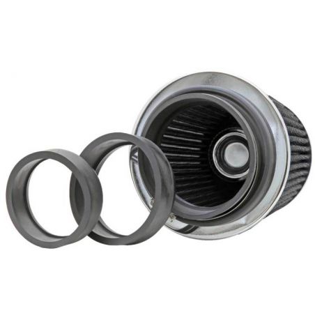 K&N Universal Filter Chrome Round Tapered White - 4in Flange ID x 1.125in Flange Length x 5.5in H