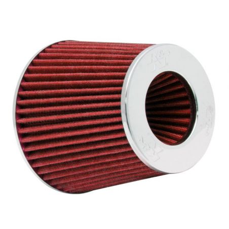 K&N Universal Air Filter Chrome Round Tapered Red - 4in Flange ID x 1.125in Flange Length x 5.5in H