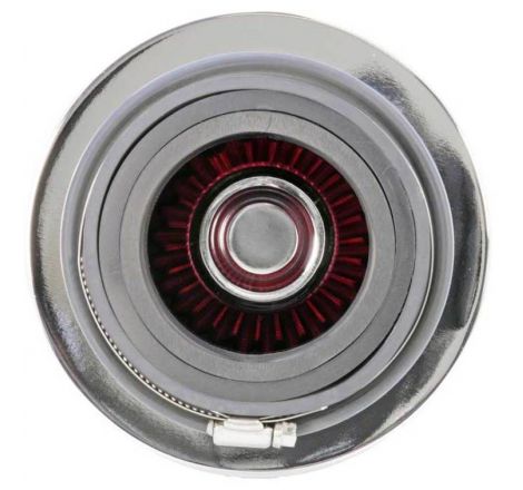 K&N Universal Air Filter Chrome Round Tapered Red - 4in Flange ID x 1.125in Flange Length x 5.5in H