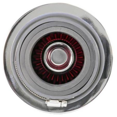 K&N Universal Air Filter Chrome Round Tapered Red - 4in Flange ID x 1.125in Flange Length x 5.5in H