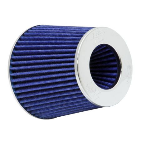 K&N Universal Air Filter Chrome Round Tapered Blue - 4in Flange ID x 1.125in Flange Length x 5.5in H