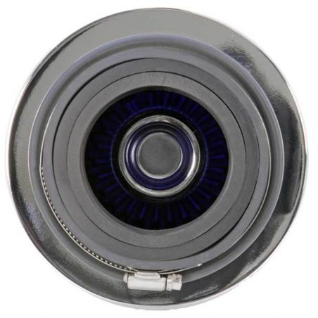 K&N Universal Air Filter Chrome Round Tapered Blue - 4in Flange ID x 1.125in Flange Length x 5.5in H