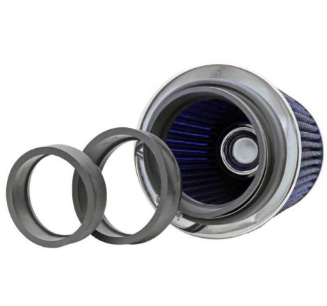 K&N Universal Air Filter Chrome Round Tapered Blue - 4in Flange ID x 1.125in Flange Length x 5.5in H