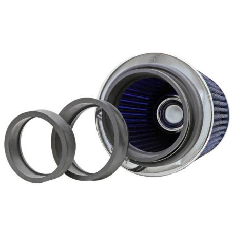 K&N Universal Air Filter Chrome Round Tapered Blue - 4in Flange ID x 1.125in Flange Length x 5.5in H