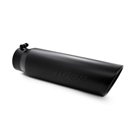 MBRP Universal 5in OD Angled Rolled End 4in Inlet 18in Lgth Black Finish Exhaust Tip