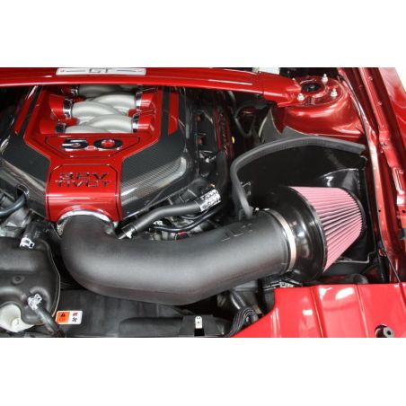 JLT 11-14 Ford Mustang GT Series 2 Black Textured Cold Air Intake Kit w/Red Filter - Tune Req