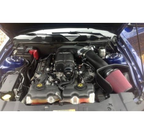 JLT 11-14 Ford Mustang GT (w/Roush/Whipple S/C) Black Textured Big Air Intake w/Red Filter -Tune Req