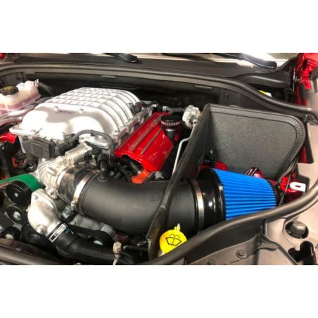 JLT 18-20 Jeep Grand Cherokee Trackhawk 6.2L Blk Textured CAI Kit w/Red Filter (2018 CARB Exempt)