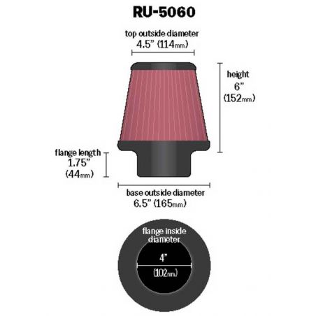 K&N Universal Clamp-On Air Filter 4in FLG / 6-1/2in B / 4-1/2in T / 6in H