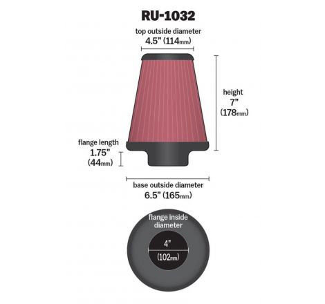 K&N Universal Clamp-On Air Filter 4in FLG / 6-1/2in B / 4-1/2in T / 7in H