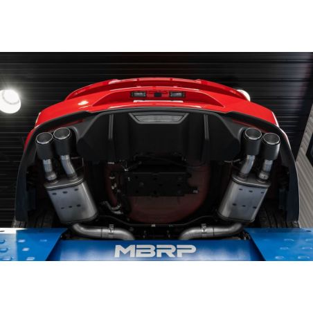 MBRP 18-20 Ford Mustang GT 5.0 w/ Quad Tip Active Exhaust Cat Back Split Rear T304 w/ Carb Fib Tips