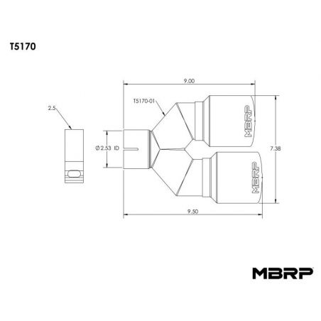 MBRP Universal T304 SS Dual Tip 3.5in OD/2.5in Inlet