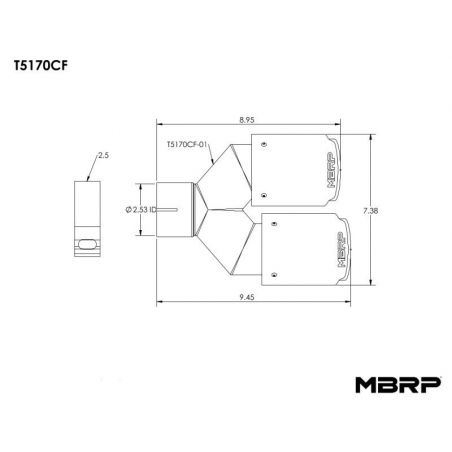 MBRP Universal Carbon Fiber Dual Tip 3.5in OD/2.5in Inlet