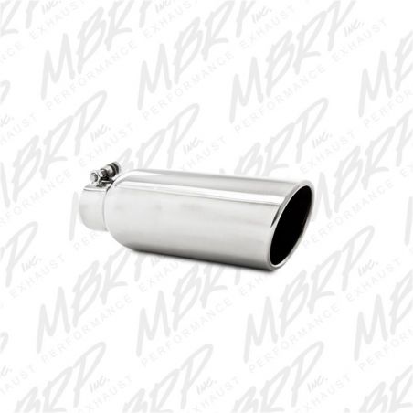 MBRP Universal Tip 4in OD 2.5in Inlet 12in Length Angled Cut Rolled End Clampless No-Weld T304