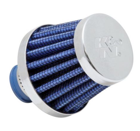 K&N 2in Base OD x .375in Flange ID x 1.75in H Rubber Base Crankcase Vent Filter - Blue