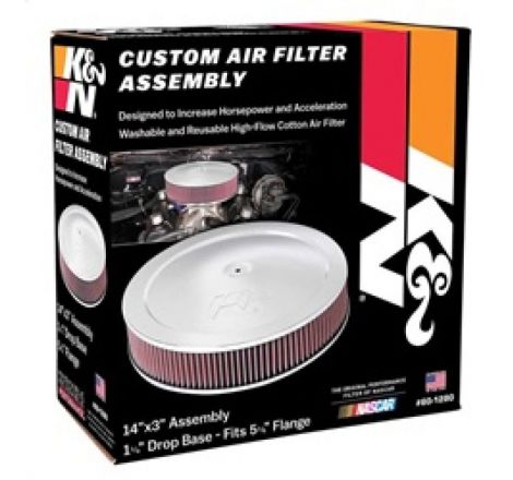 K&N 14in Red Custom Air Cleaner Assembly - 5.125in ID x 14in OD x 2.75in H x 1.25in Drop Base