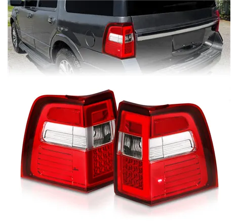 ANZO 07-17 For Expedition LED Taillights w/ Light Bar Chrome Housing Red/Clear Lens