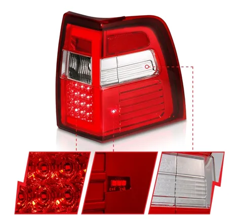 ANZO 07-17 For Expedition LED Taillights w/ Light Bar Chrome Housing Red/Clear Lens