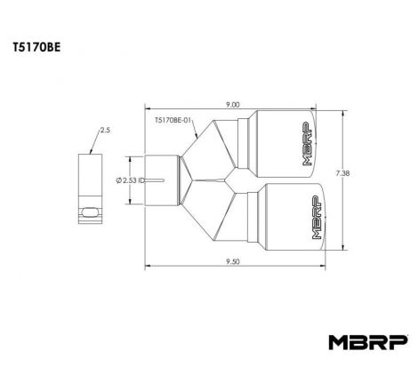 MBRP Universal T304 SS Dual Burnt End Tip 3.5in OD/2.5in Inlet