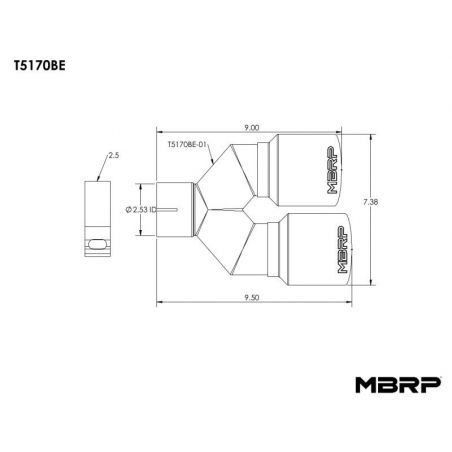 MBRP Universal T304 SS Dual Burnt End Tip 3.5in OD/2.5in Inlet