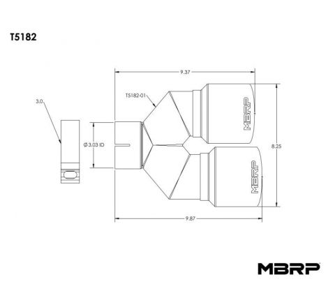 MBRP 3in ID / Dual 4in OD Out Staggered L 9.87in / R 9.37in Single Wall T304 SS Univ Exhaust Tip