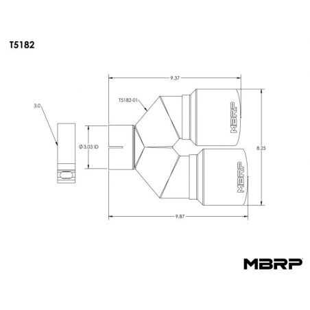 MBRP 3in ID / Dual 4in OD Out Staggered L 9.87in / R 9.37in Single Wall T304 SS Univ Exhaust Tip