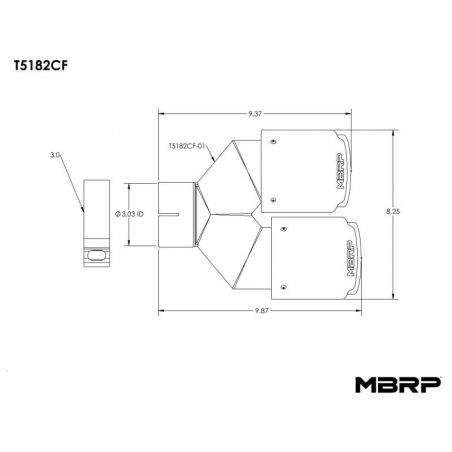 MBRP 3in ID / Dual 4in OD Out Staggered L 9.87in / R 9.37in Dual Wall Carbon Fiber Univ Exhaust Tip