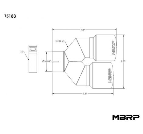 MBRP 3in ID / Dual 4in OD Out Staggered L 9.37in / R 9.87in Single Wall T304 SS Univ Exhaust Tip