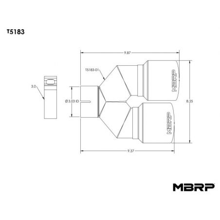 MBRP 3in ID / Dual 4in OD Out Staggered L 9.37in / R 9.87in Single Wall T304 SS Univ Exhaust Tip