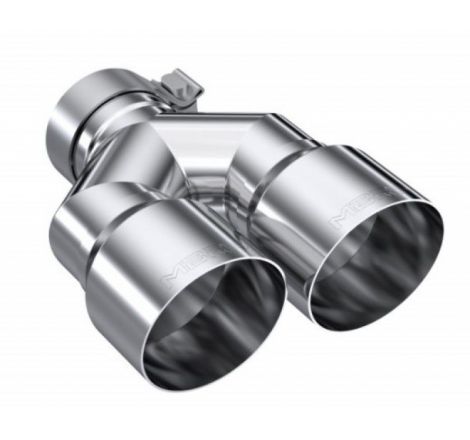 MBRP 3in ID / Dual 4in OD Out Staggered L 9.37in / R 9.87in Single Wall T304 SS Univ Exhaust Tip