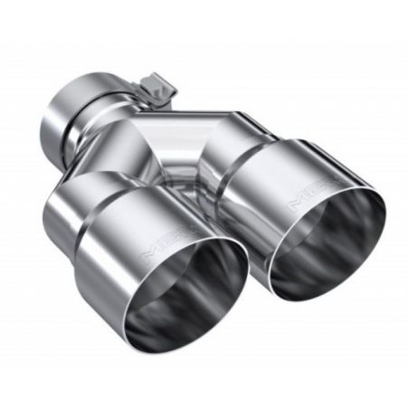 MBRP 3in ID / Dual 4in OD Out Staggered L 9.37in / R 9.87in Single Wall T304 SS Univ Exhaust Tip