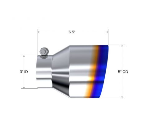 MBRP T304 Stainless Steel Burnt End Angle Cut Exhaust Tip - 3in. ID / 5in. OD / 6.5in. Length