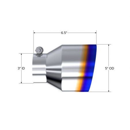 MBRP T304 Stainless Steel Burnt End Angle Cut Exhaust Tip - 3in. ID / 5in. OD / 6.5in. Length